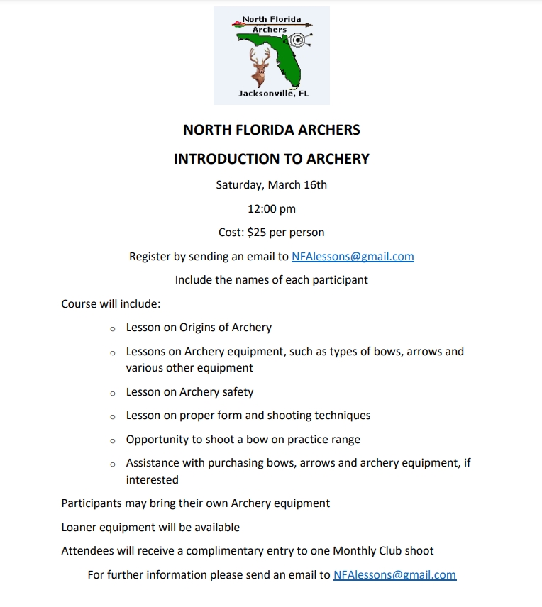 North Florida Archers Jacksonville Florida Archery